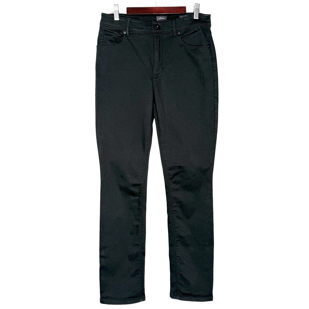 J Jill Denim High Rise Straight Leg Jeans 4 Black Stretch Classic 30" Inseam